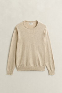 Gant Slub Cotton Linen Crew Neck Trui Seed Melange