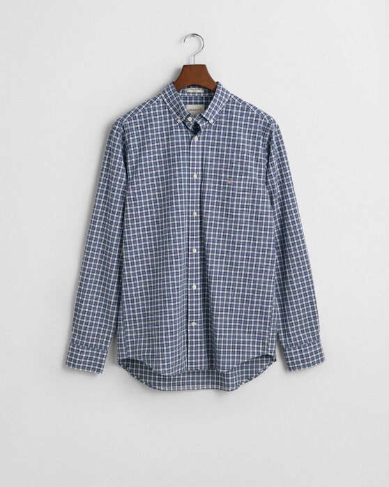 Gant Small Checked Poplin Button Down Overhemd College Blue