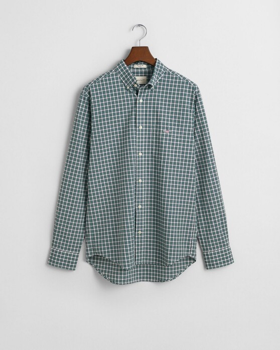 Gant Small Checked Poplin Button Down Overhemd Deep Forest Green