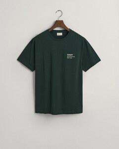 Gant Small Embroidered Logo Round Neck T-Shirt Tartan Green