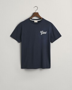 Gant Small Graphic Crew Neck T-Shirt Avond Blauw