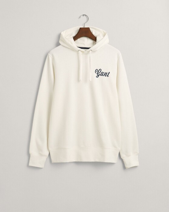 Gant Small Graphic Pattern Drawcord Hoodie Pullover Eggshell
