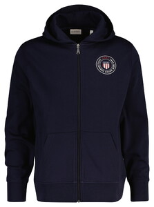 Gant Small Shield Graphic Full Zip Hoodie Cardigan Evening Blue