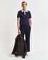 Gant Soft Cotton Modal Blend Contrast Collar Subtle Textured Knit Polo Avond Blauw