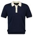 Gant Soft Cotton Modal Blend Contrast Collar Subtle Textured Knit Polo Avond Blauw