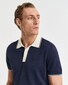 Gant Soft Cotton Modal Blend Contrast Collar Subtle Textured Knit Polo Avond Blauw
