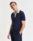 Gant Soft Cotton Modal Blend Contrast Collar Subtle Textured Knit Polo Avond Blauw