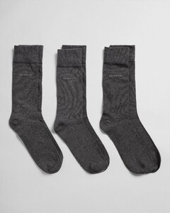 Gant Soft Cotton Socks 3Pack Sokken Antraciet
