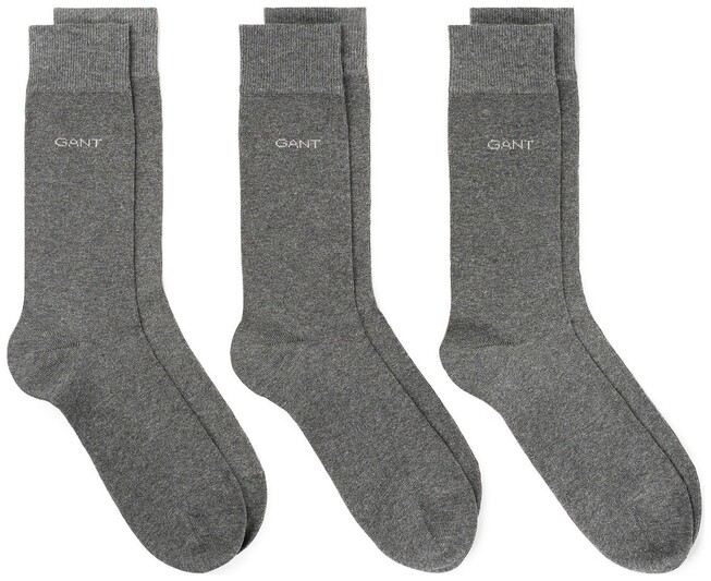 Gant Soft Cotton Socks 3Pack Sokken Houtskool Grijs