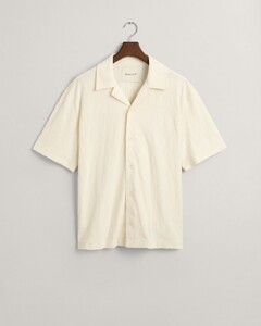 Gant Soft Terry Jacquard Short Sleeve Overhemd Cream