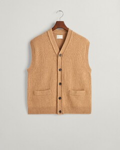Gant Soft Wool Button-Up Vest Khaki Melange