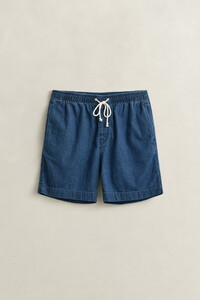 Gant Solid Color Denim Drawstring Bermuda Midden Blauw