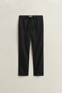 Gant Solid Color Linen Drawstring Pants Black