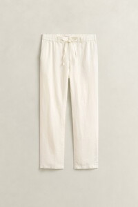 Gant Solid Color Linen Drawstring Pants Cream