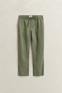 Gant Solid Color Linen Drawstring Pants Dry Herb Green