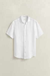 Gant Solid Color Linnen Short Sleeve Overhemd Wit
