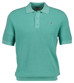 Gant Solid Color Micro Textured Cotton Short Sleeve Polo Pullover Muted Turquoise