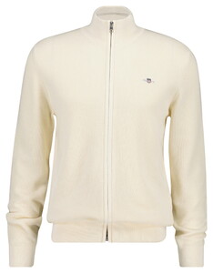 Gant Solid Color Micro Textured Cotton Zip Vest Cream