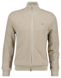 Gant Solid Color Micro Textured Cotton Zip Vest Oat Melange