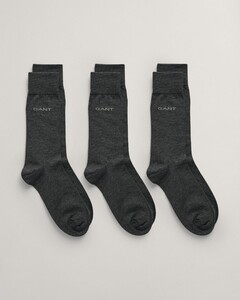 Gant Solid Mercerized Cotton Subtle Logo Socks Anthracite Grey