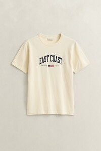 Gant Spray Graphic East Coast Crew Neck T-Shirt Cream