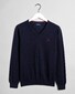 Gant Stretch Cotton Contrast V-Neck Pullover Evening Blue