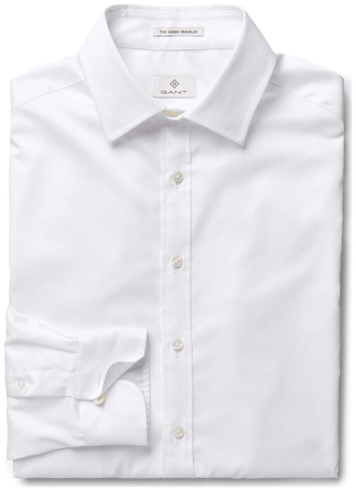Gant Stretch Plain Sateen Overhemd Wit