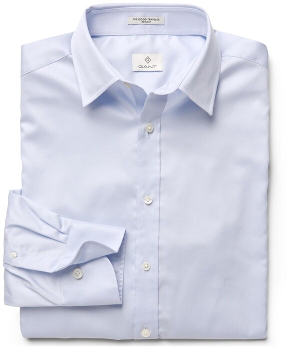 Gant Stretch Plain Sateen Shirt Hamptons Blue