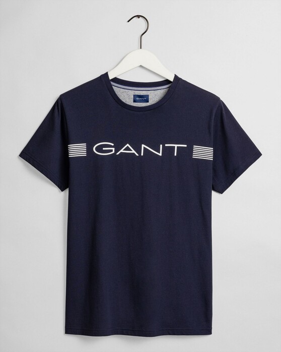 Gant Stripe Short Sleeve T-Shirt Evening Blue