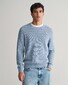 Gant Stripe Textured Cotton Crew Neck Pullover Dove Blue