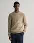 Gant Stripe Textured Cotton Crew Neck Pullover Dried Khaki