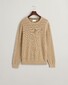 Gant Stripe Textured Cotton Crew Neck Pullover Dried Khaki