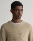 Gant Stripe Textured Cotton Crew Neck Pullover Dried Khaki