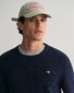 Gant Stripe Textured Cotton Crew Neck Pullover Evening Blue