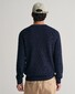 Gant Stripe Textured Cotton Crew Neck Pullover Evening Blue