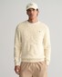 Gant Stripe Textured Cotton Crew Neck Trui Cream