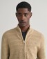 Gant Stripe Textured Cotton Full Zip Cardigan Dried Khaki