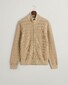 Gant Stripe Textured Cotton Full Zip Cardigan Dried Khaki