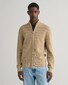 Gant Stripe Textured Cotton Full Zip Cardigan Dried Khaki