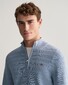 Gant Stripe Textured Cotton Half Zip Trui Dove Blue