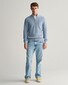 Gant Stripe Textured Cotton Half Zip Trui Dove Blue