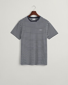 Gant Striped Cotton Crew Neck T-Shirt Avond Blauw