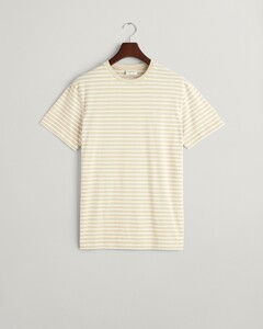 Gant Striped Cotton Crew Neck T-Shirt Silky Beige