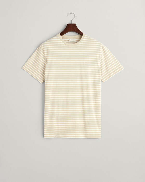 Gant Striped Cotton Crew Neck T-Shirt Silky Beige