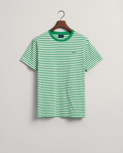 Gant Striped Crew Neck Subtle Logo T-Shirt Midden Groen