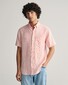 Gant Striped Linen Short Sleeve Shirt Peachy Pink