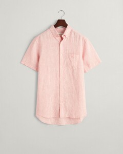 Gant Striped Linnen Short Sleeve Overhemd Peachy Pink