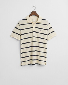 Gant Striped Organic Cotton Polo Cream
