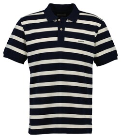 Gant Striped Polo Cotton Subtle Logo Avond Blauw