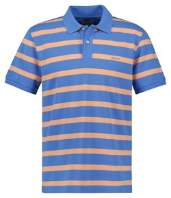 Gant Striped Polo Cotton Subtle Logo Perfect Blue